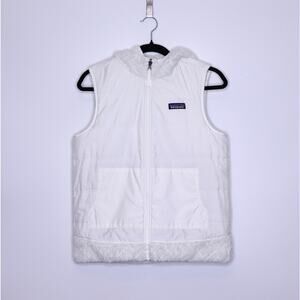PATAGONIA Los Gastos Hooded Vest White Reversible Fleece Lined Women's S